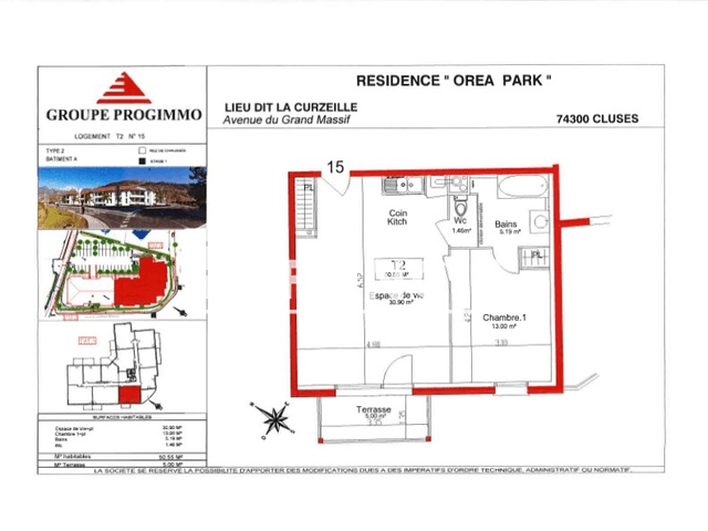 Appartement 2 pièces (50.55 m²) à louer - Cluses (74300)