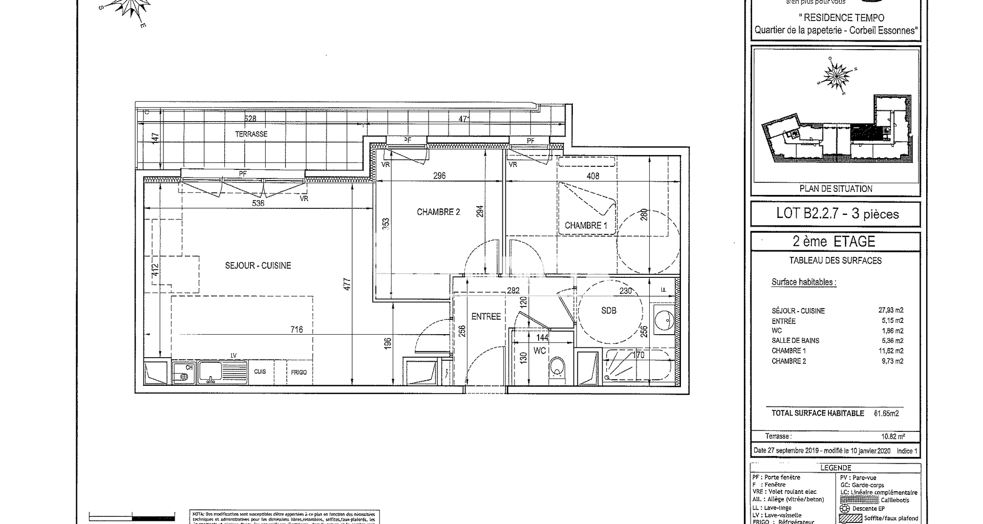 Appartement 3 pièces (61.65 m²) à louer - Corbeil-essonnes (91100)