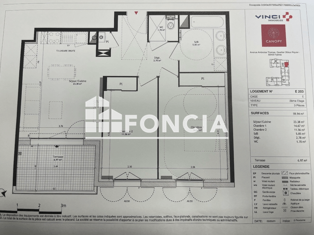 Appartement 3 pièces (59.94 m²) à louer - Hyeres (83400)