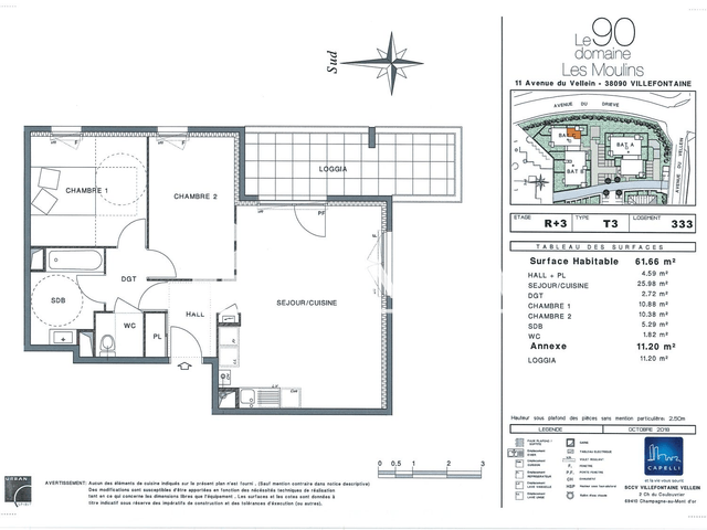Appartement 3 pièces (61.66 m²) à louer - Villefontaine (38090)