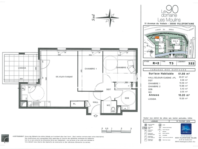 Appartement 3 pièces (61.88 m²) à louer - Villefontaine (38090)