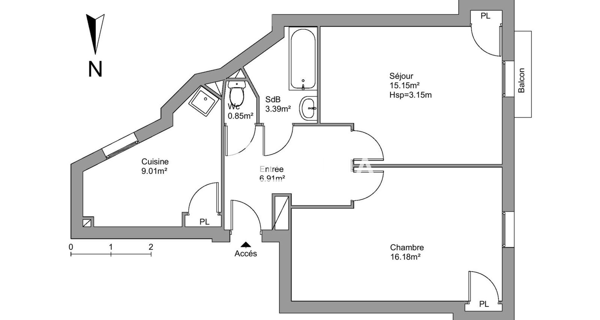 Appartement 2 pièces (50.42 m²) à louer - Grenoble (38000)