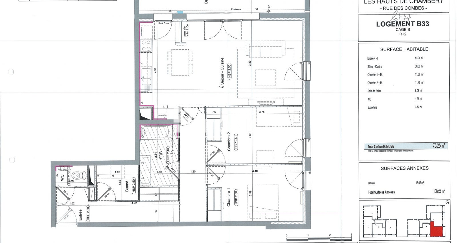 Appartement 3 pièces (76.26 m²) à louer - Chambéry (73000)
