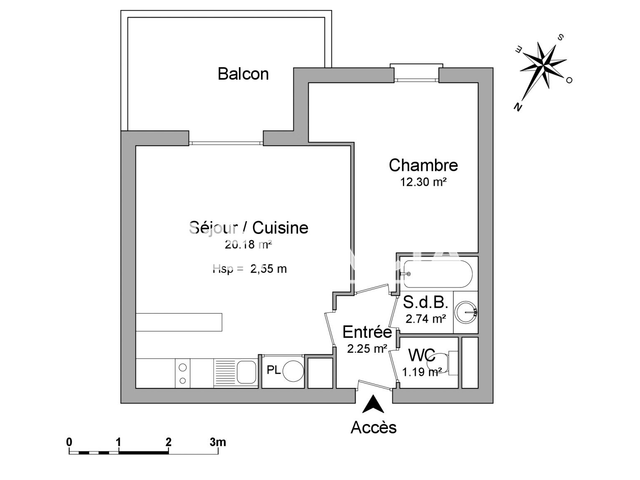 Appartement 2 pièces (38.66 m²) à louer - Villefontaine (38090)
