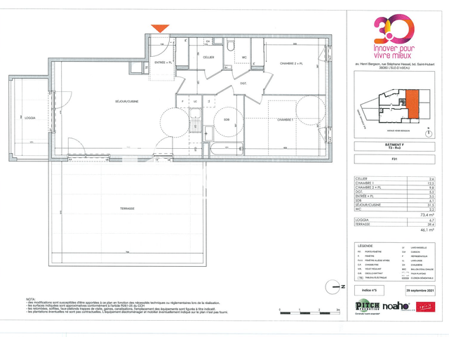 Appartement 3 pièces (73.4 m²) à louer - L Isle D Abeau (38080)