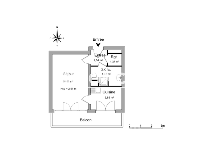 Studio (30.36 m²) à louer - Echirolles (38130)