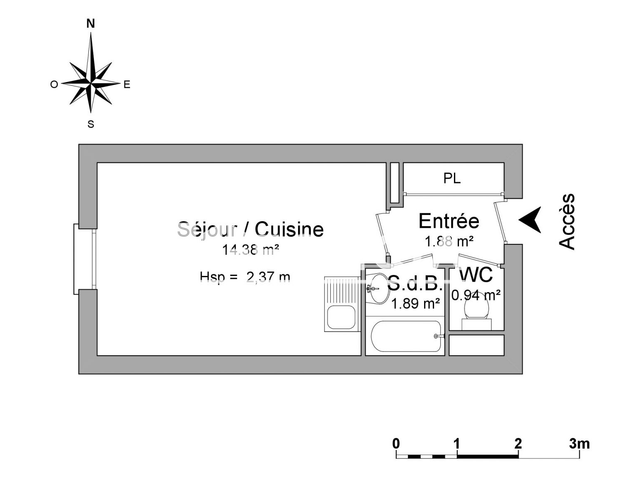 Studio meublé (20.09 m²) à louer - Le Bourget Du Lac (73370)