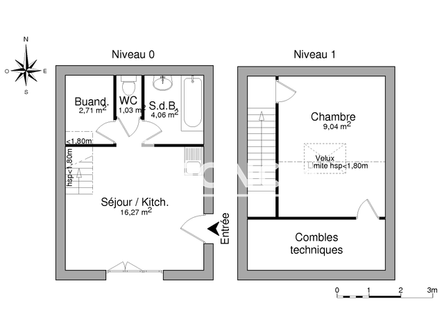 Appartement meublé 2 pièces (33.11 m²) à louer - Bourgoin Jallieu (38300)
