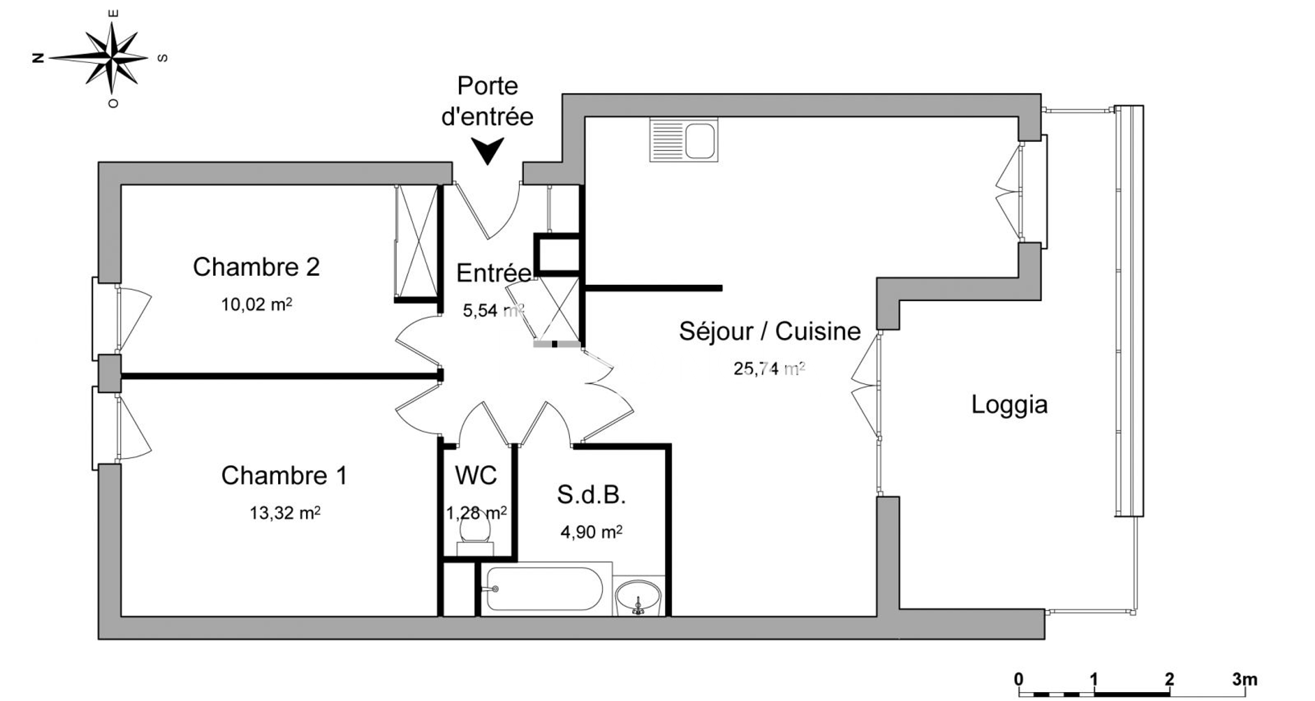 Appartement 3 pièces (60.8 m²) à louer - Grenoble (38000)