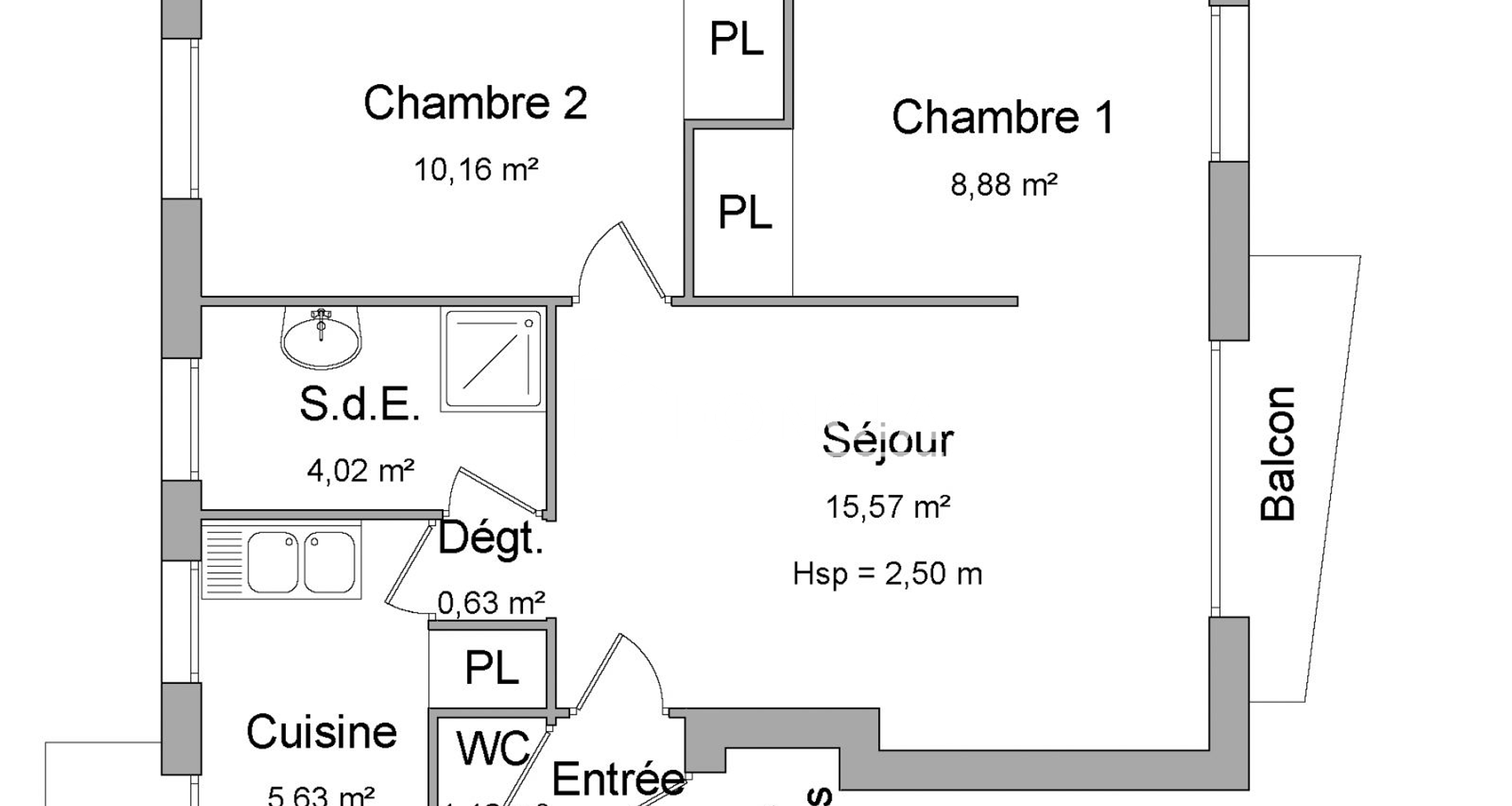 Appartement 3 pièces (47.52 m²) à louer - Grenoble (38100)