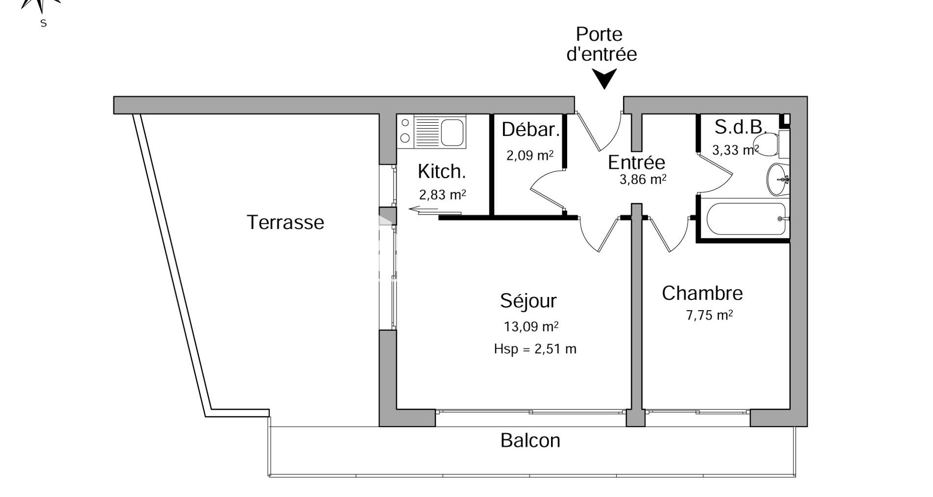 Appartement 2 pièces (32.95 m²) à louer - Grenoble (38000)