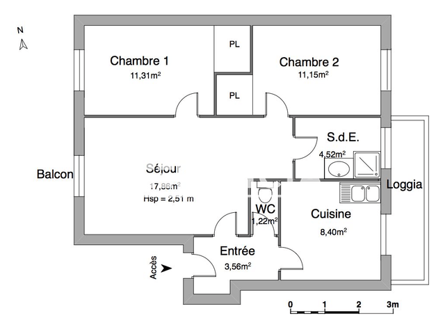 Appartement 3 pièces (62.57 m²) à louer - Seyssinet Pariset (38170)