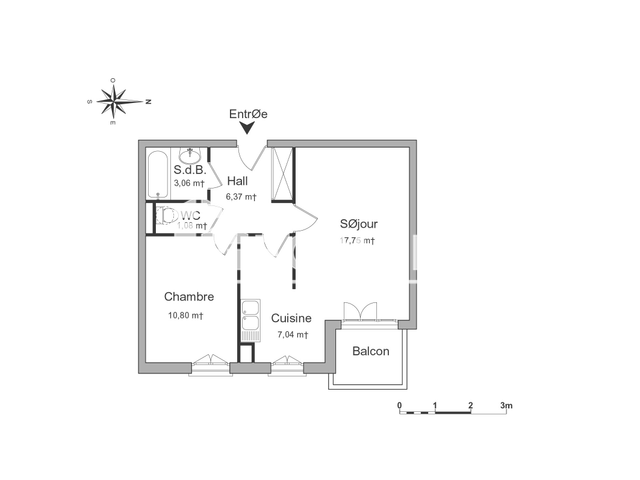 Appartement 2 pièces (46.1 m²) à louer - Grenoble (38000)