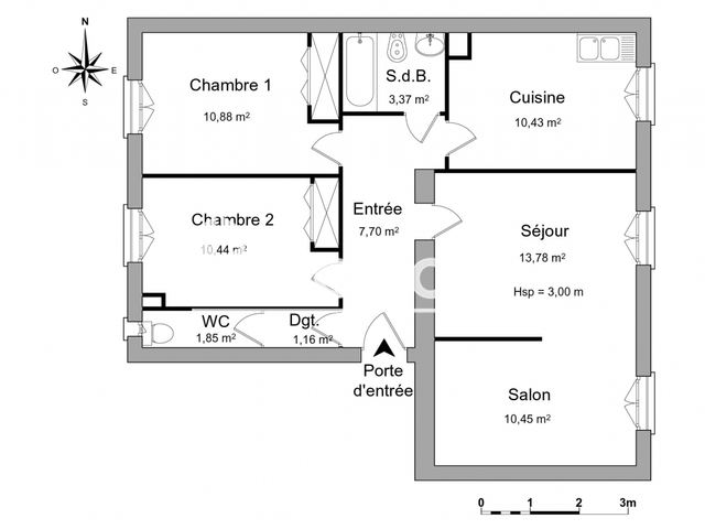 Appartement 4 pièces (70.06 m²) à louer - Grenoble (38000)