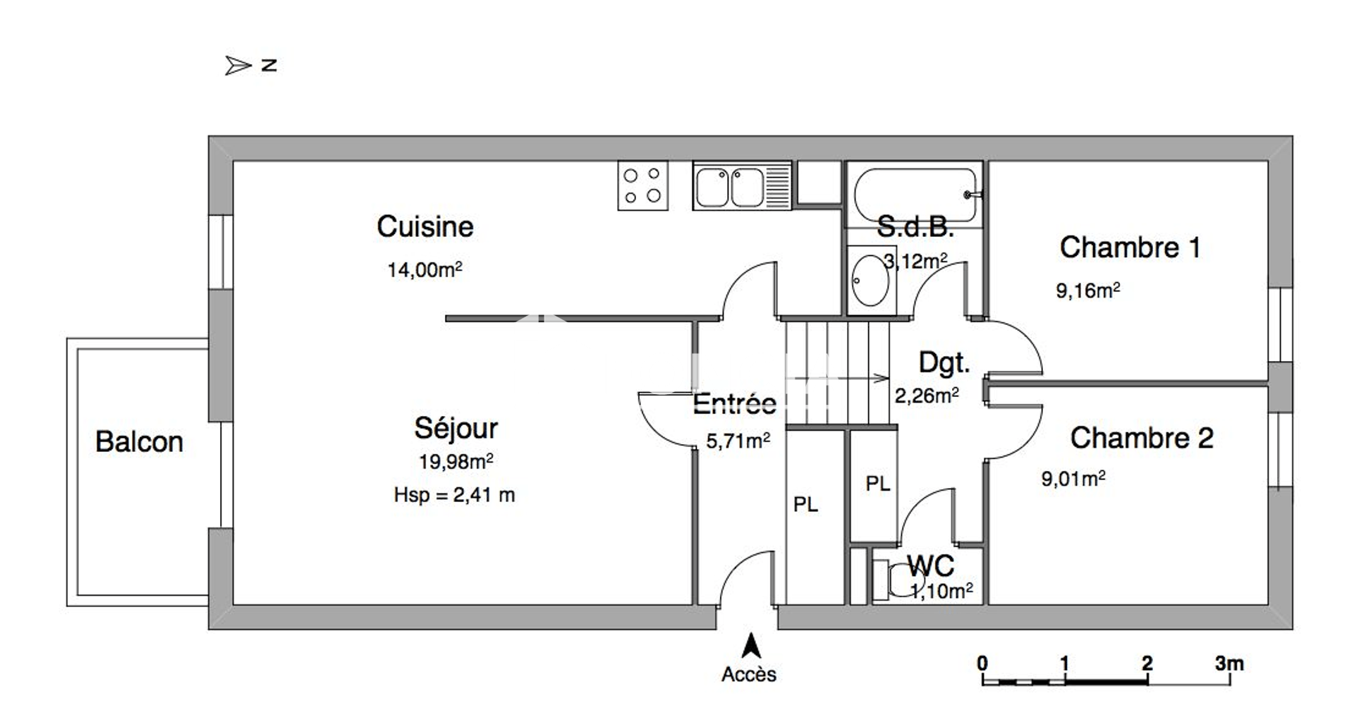 Appartement 3 pièces (65.1 m²) à louer - Crolles (38920)