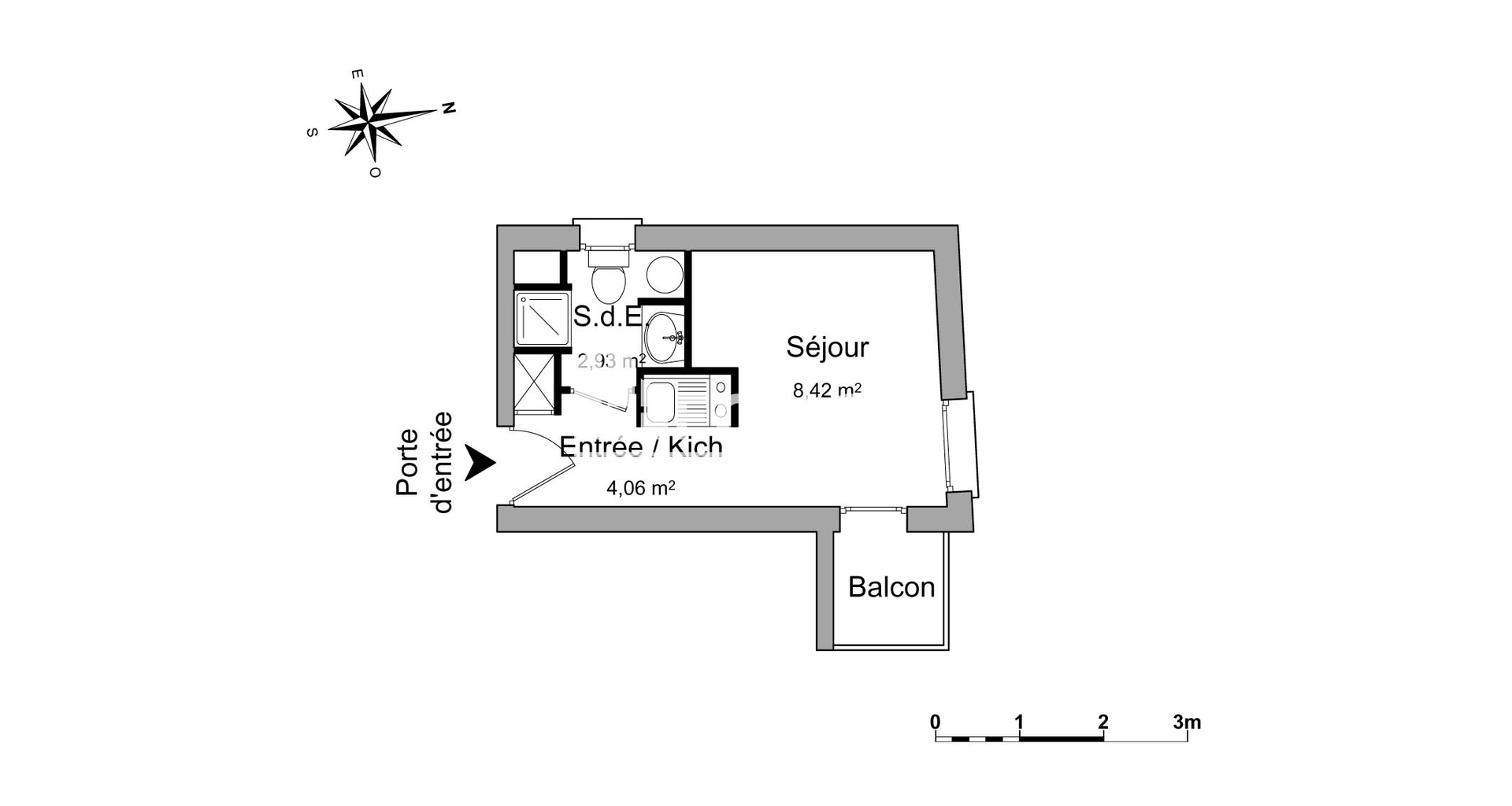 Studio meublé (15.41 m²) à louer - Grenoble (38000)