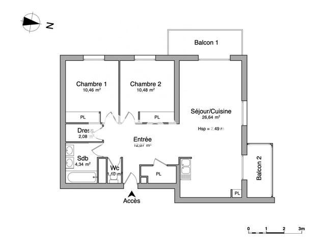 Appartement 3 pièces (67.17 m²) à louer - Meylan (38240)