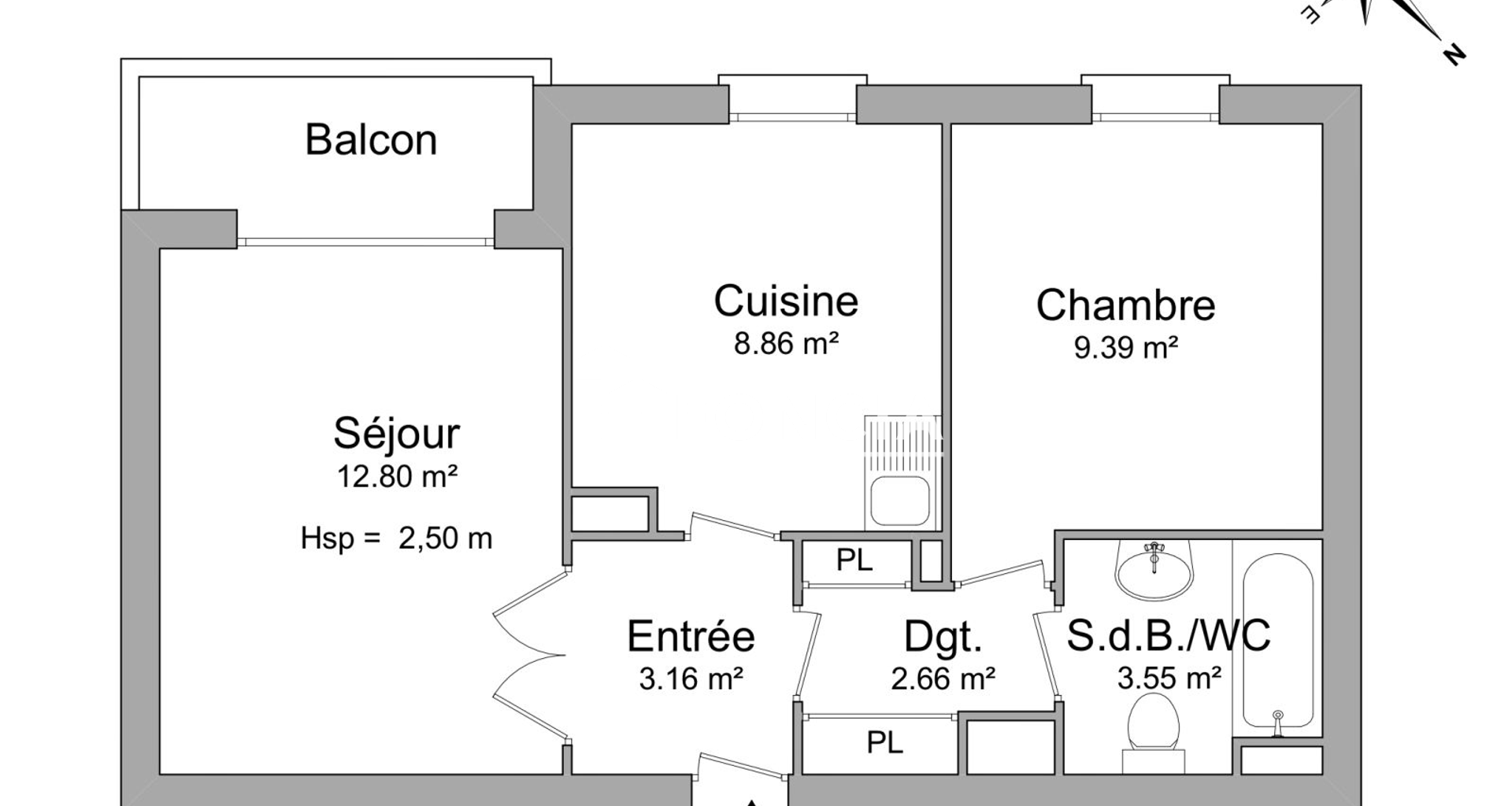 Appartement 2 pièces (40.42 m²) à louer - Saint-martin-d'hères (38400)