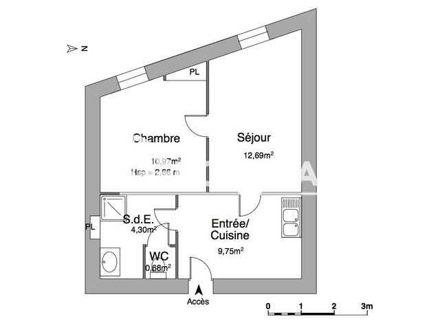 Appartement 2 pièces (38.91 m²) à louer - Grenoble (38100)