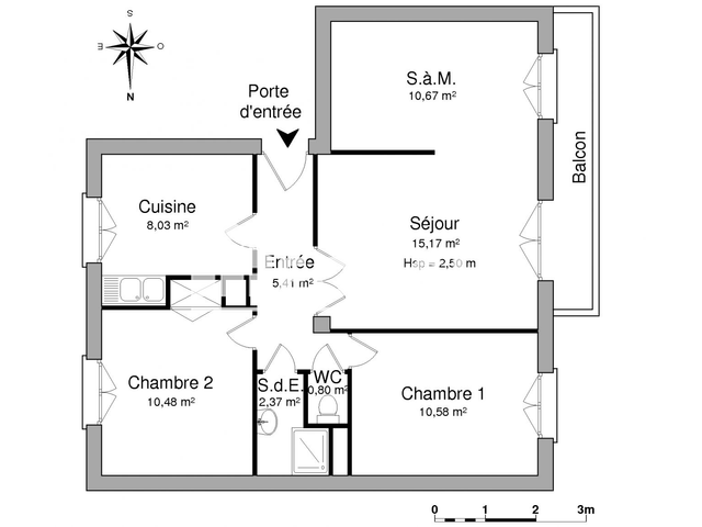 Appartement 3 pièces (63.51 m²) à louer - Grenoble (38100)