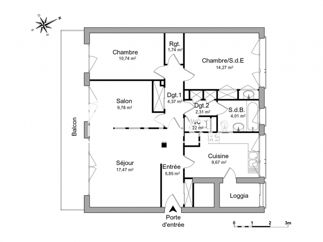 Appartement 4 pièces (81.53 m²) à louer - Meylan (38240)