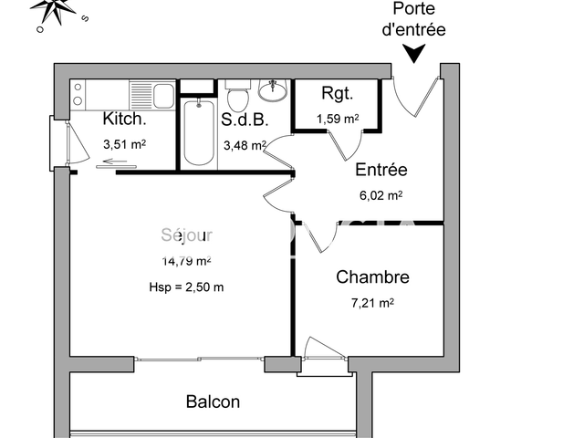 Appartement 2 pièces (36.6 m²) à louer - Grenoble (38000)