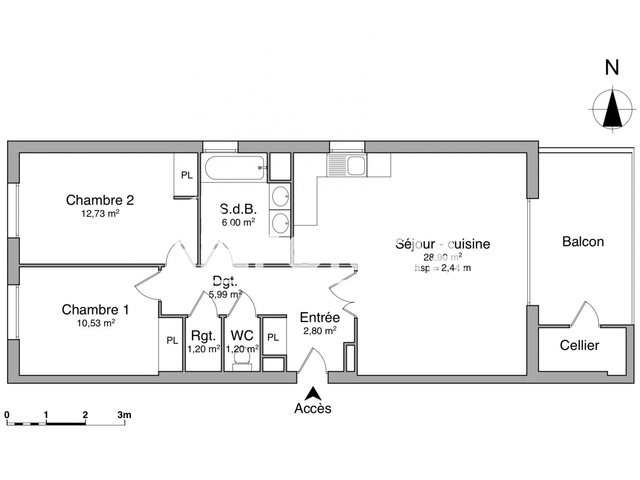 Appartement 3 pièces (69.35 m²) à louer - Seyssinet Pariset (38170)