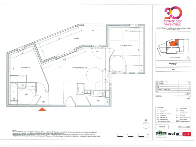 Appartement 3 pièces (57.8 m²) à louer - L'isle D'abeau (38080)