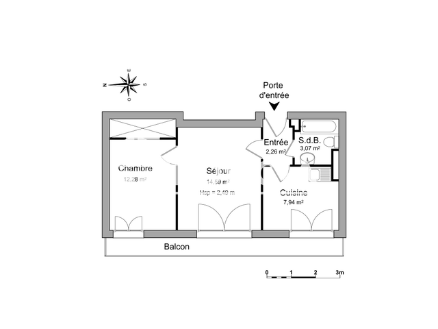 Appartement 2 pièces (40.14 m²) à louer - Meylan (38240)