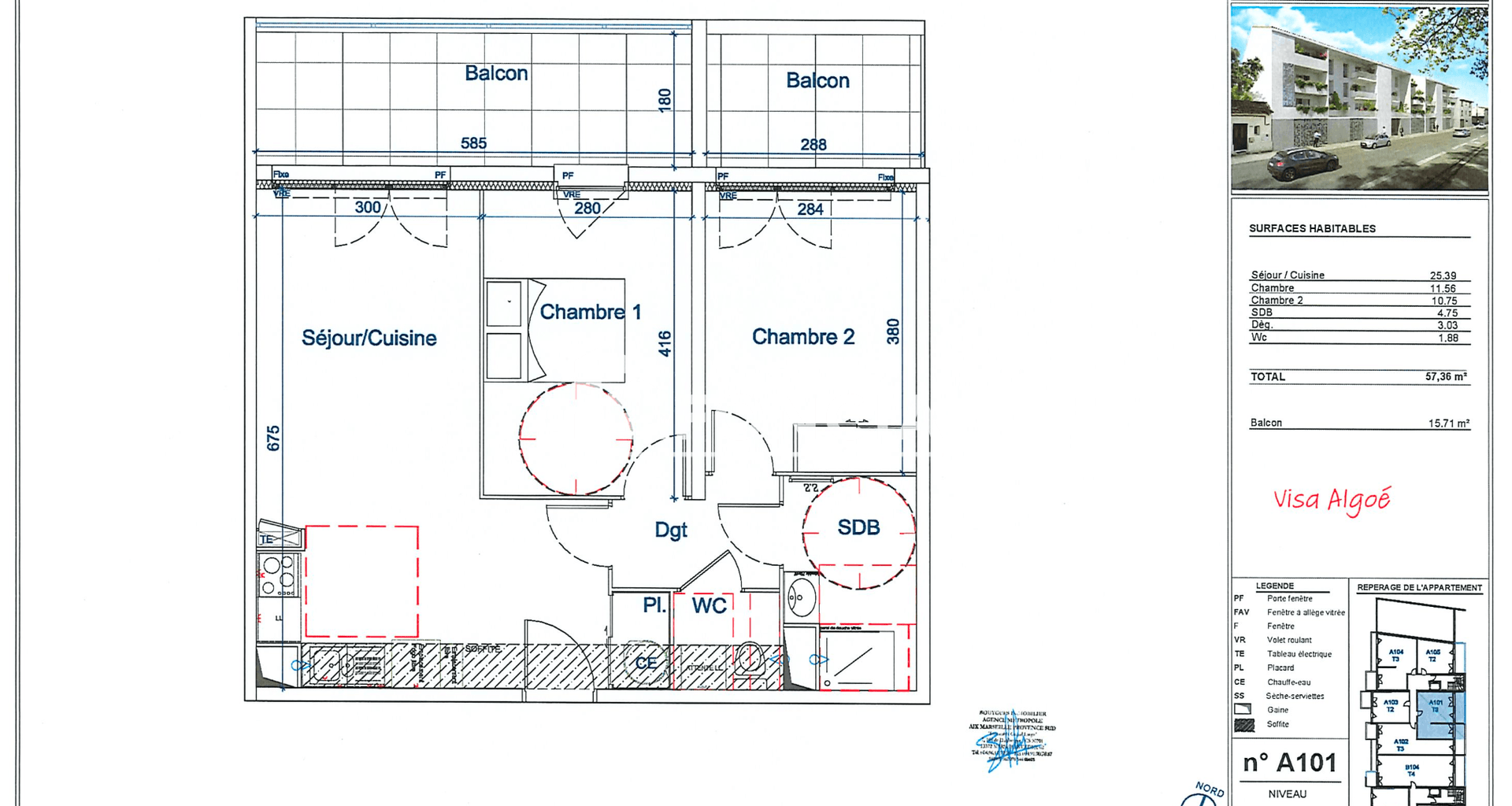 Appartement 3 pièces (57.36 m²) à louer - Avignon (84000)