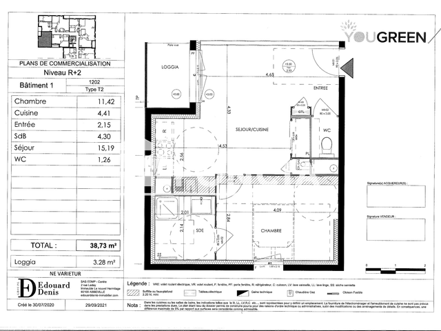 Appartement 2 pièces (38.54 m²) à louer - Saran (45770)