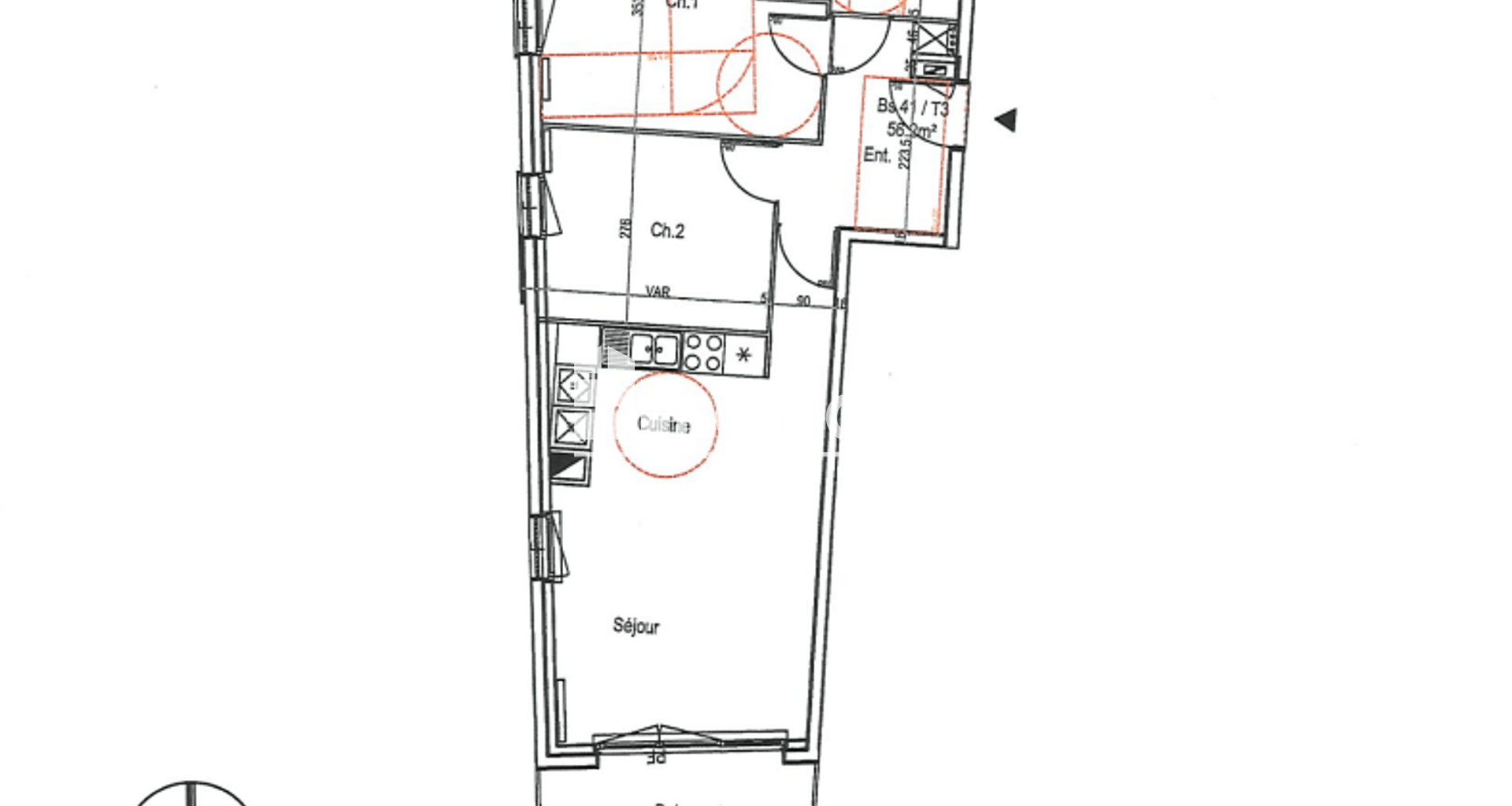 Appartement 3 pièces (56.2 m²) à louer - Rouen (76100)