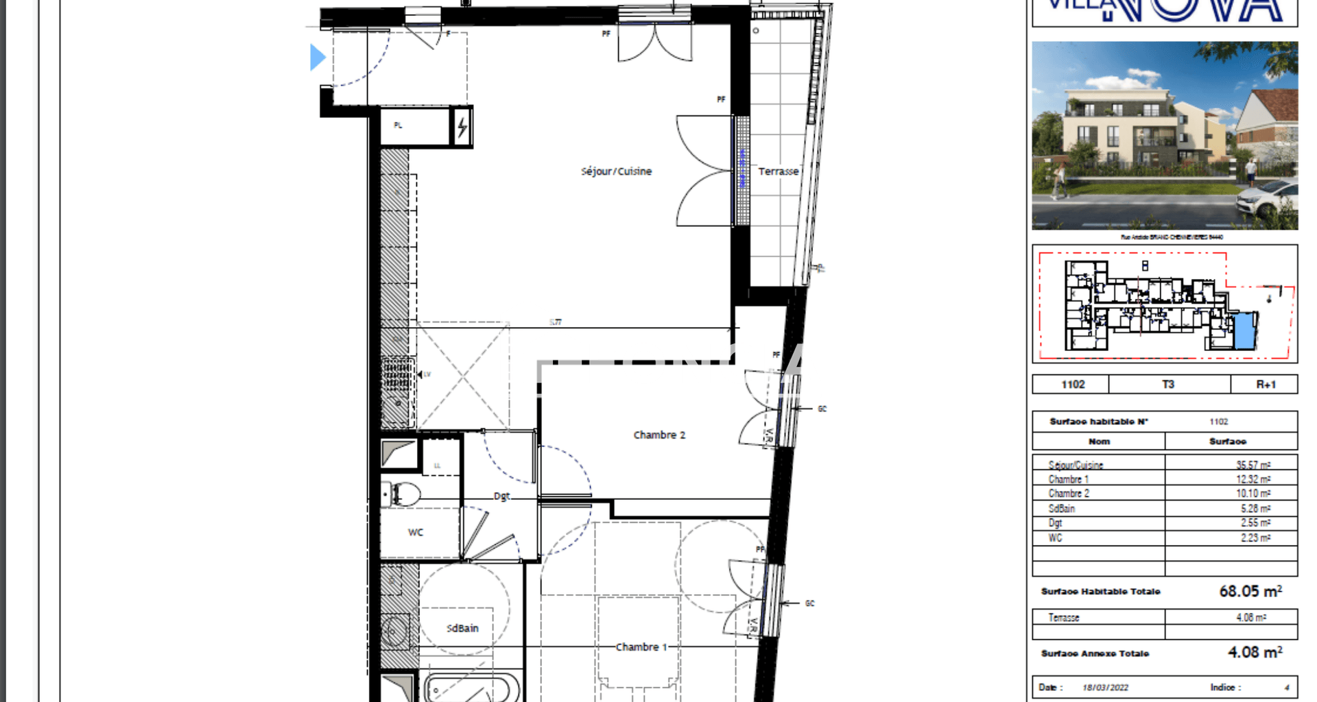 Appartement 3 pièces (68.05 m²) à louer - Chennevières-sur-marne (94430)