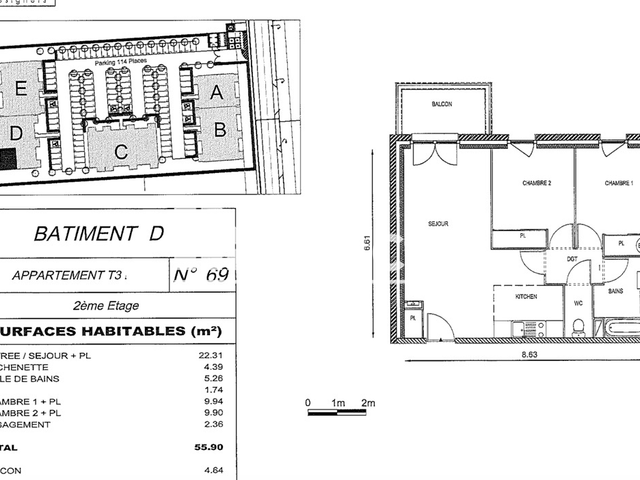Appartement 3 pièces (55.9 m²) à louer - Henin Beaumont (62110)