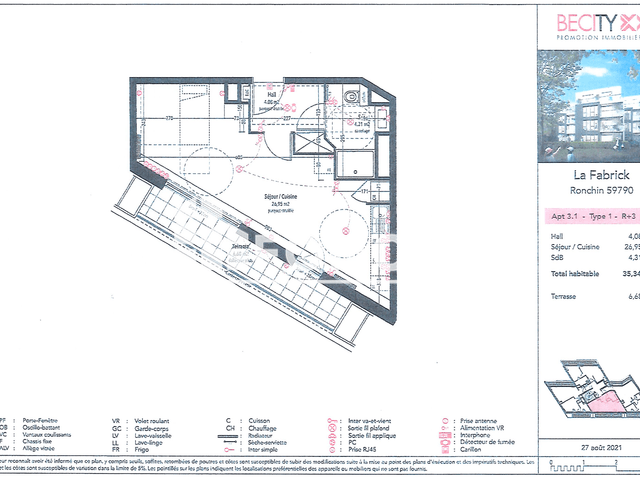 Studio (35.34 m²) à louer - Ronchin (59790)