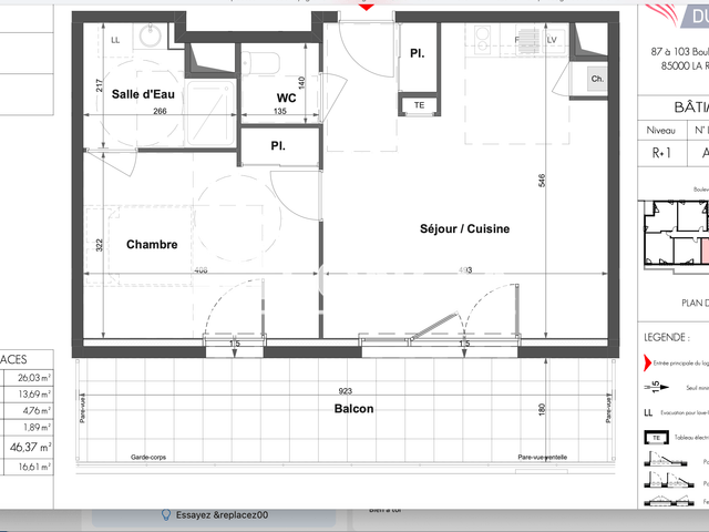 Appartement 2 pièces (46.37 m²) à louer - La Roche Sur Yon (85000)