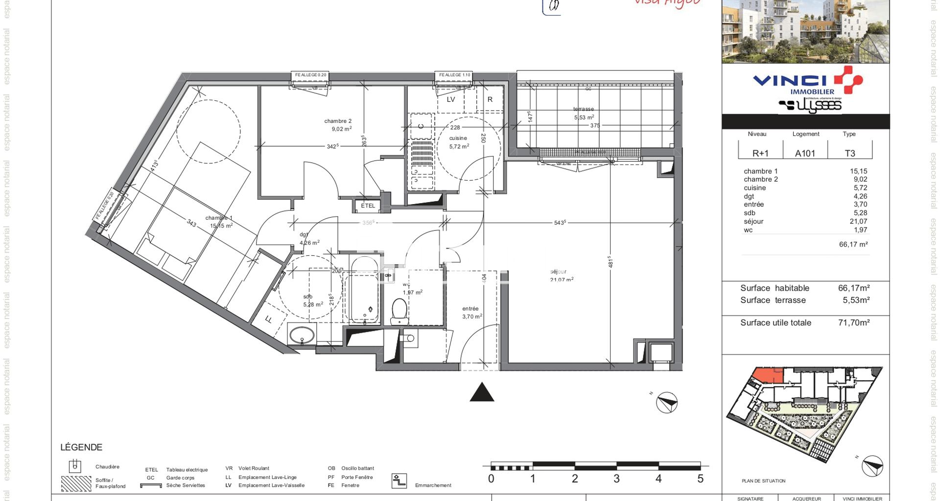 Appartement 3 pièces (66.1 m²) à louer - Le Havre (76600)