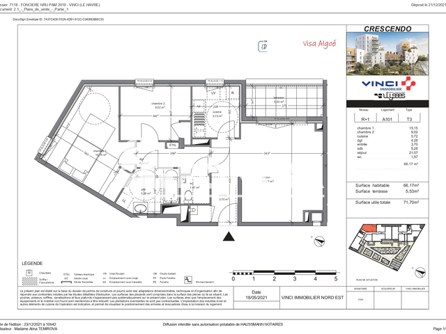 Appartement 3 pièces (66.1 m²) à louer - Le Havre (76600)