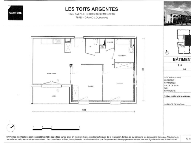 Appartement 3 pièces (62.1 m²) à louer - Grand Couronne (76530)