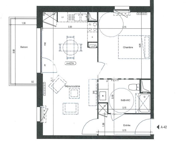 Appartement 2 pièces (46.65 m²) à louer - Roubaix (59100)