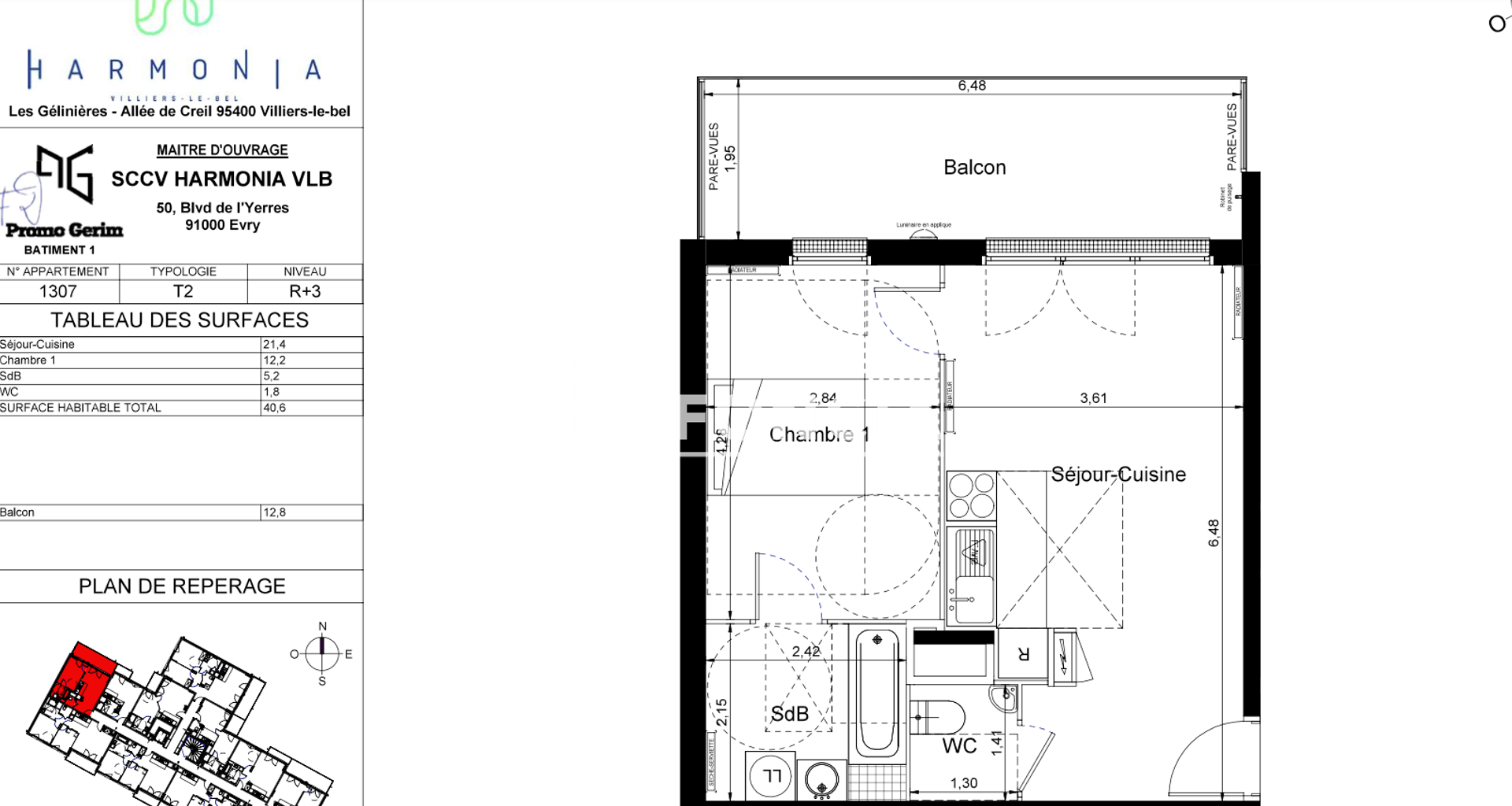 Appartement 2 pièces (40.6 m²) à louer - Villiers-le-bel (95400)