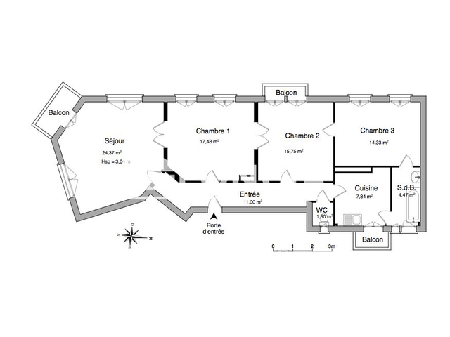 Appartement 4 pièces (96.49 m²) à louer - Strasbourg (67000)