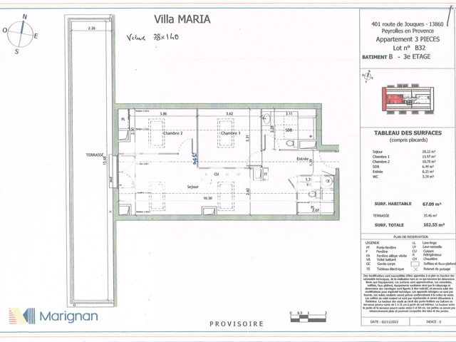 Appartement meublé 3 pièces (67.09 m²) à louer - Peyrolles En Provence (13860)