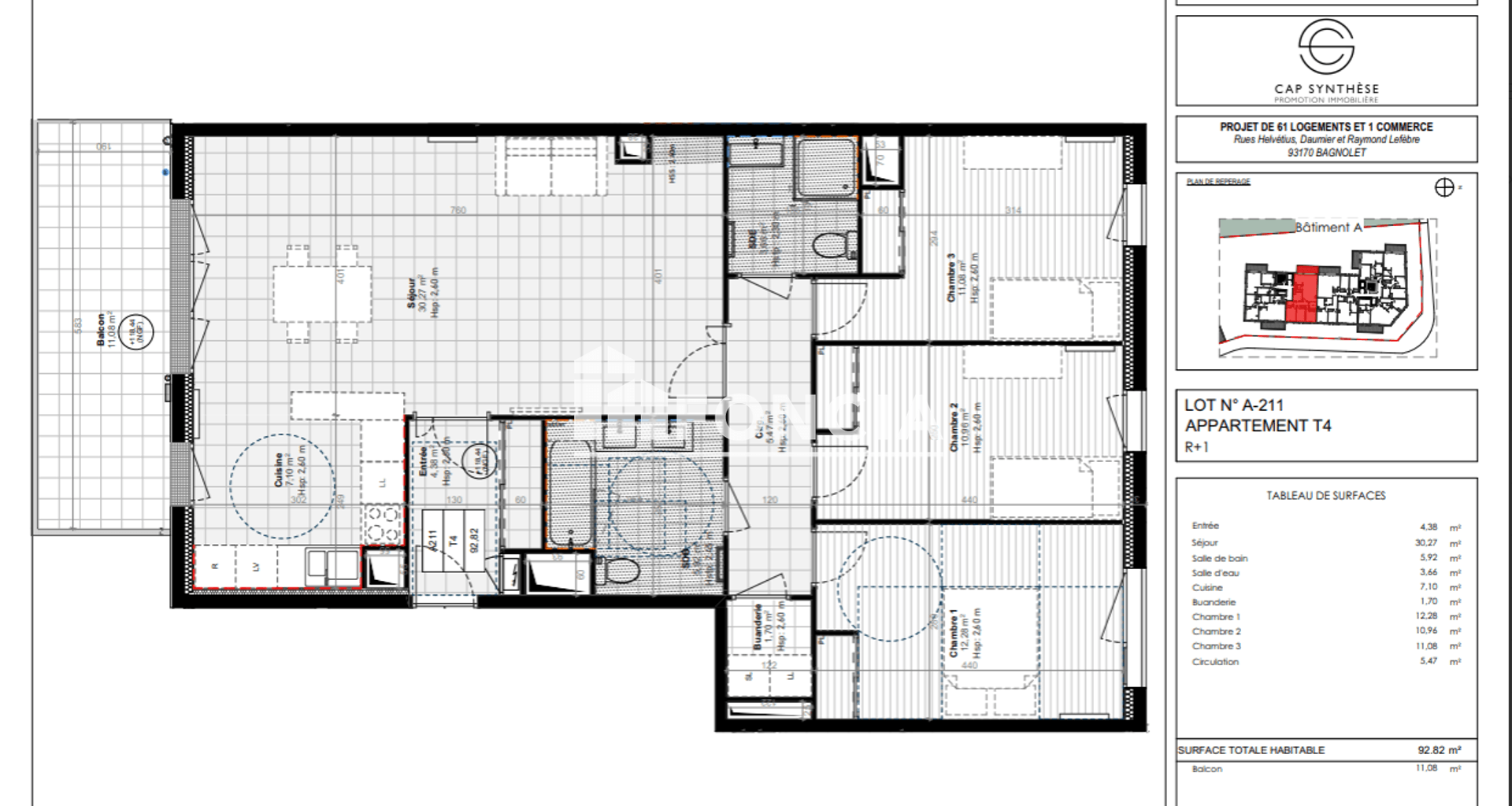 Appartement 4 pièces (92.82 m²) à louer - Bagnolet (93170)