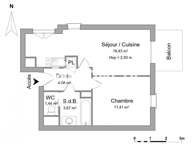Appartement 2 pièces (40.03 m²) à louer - Montelimar (26200)