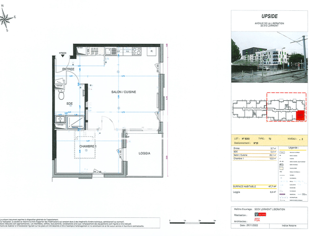 Appartement 2 pièces (47.7 m²) à louer - Lormont (33310)