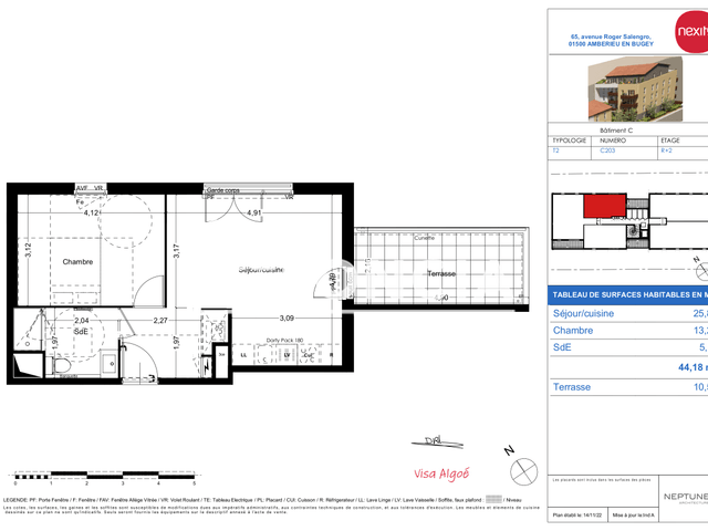 Appartement 2 pièces (44.18 m²) à louer - Amberieu En Bugey (01500)