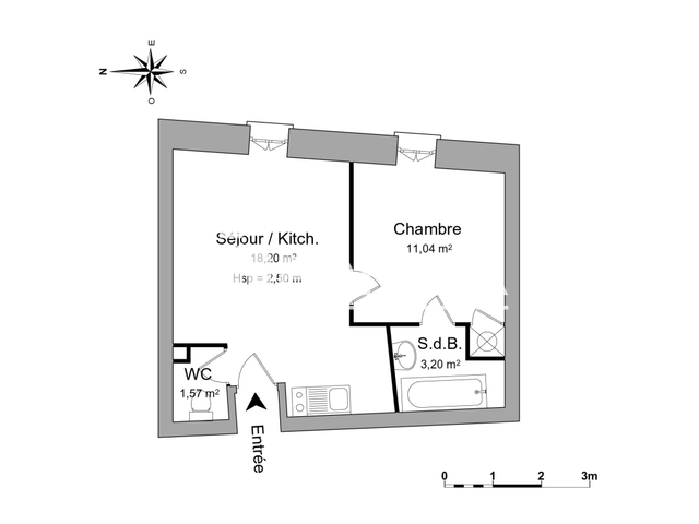 Appartement meublé 2 pièces (34.01 m²) à louer - Le Mans (72000)