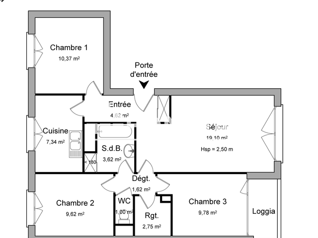 Appartement 4 pièces (69.82 m²) à louer - Merignac (33700)