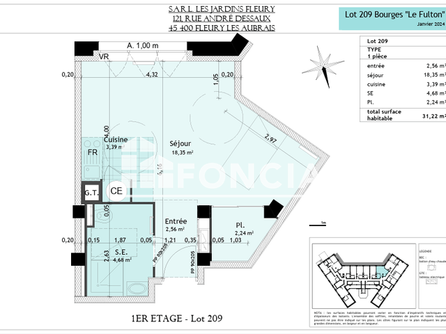 Studio (31.51 m²) à louer - Bourges (18000)